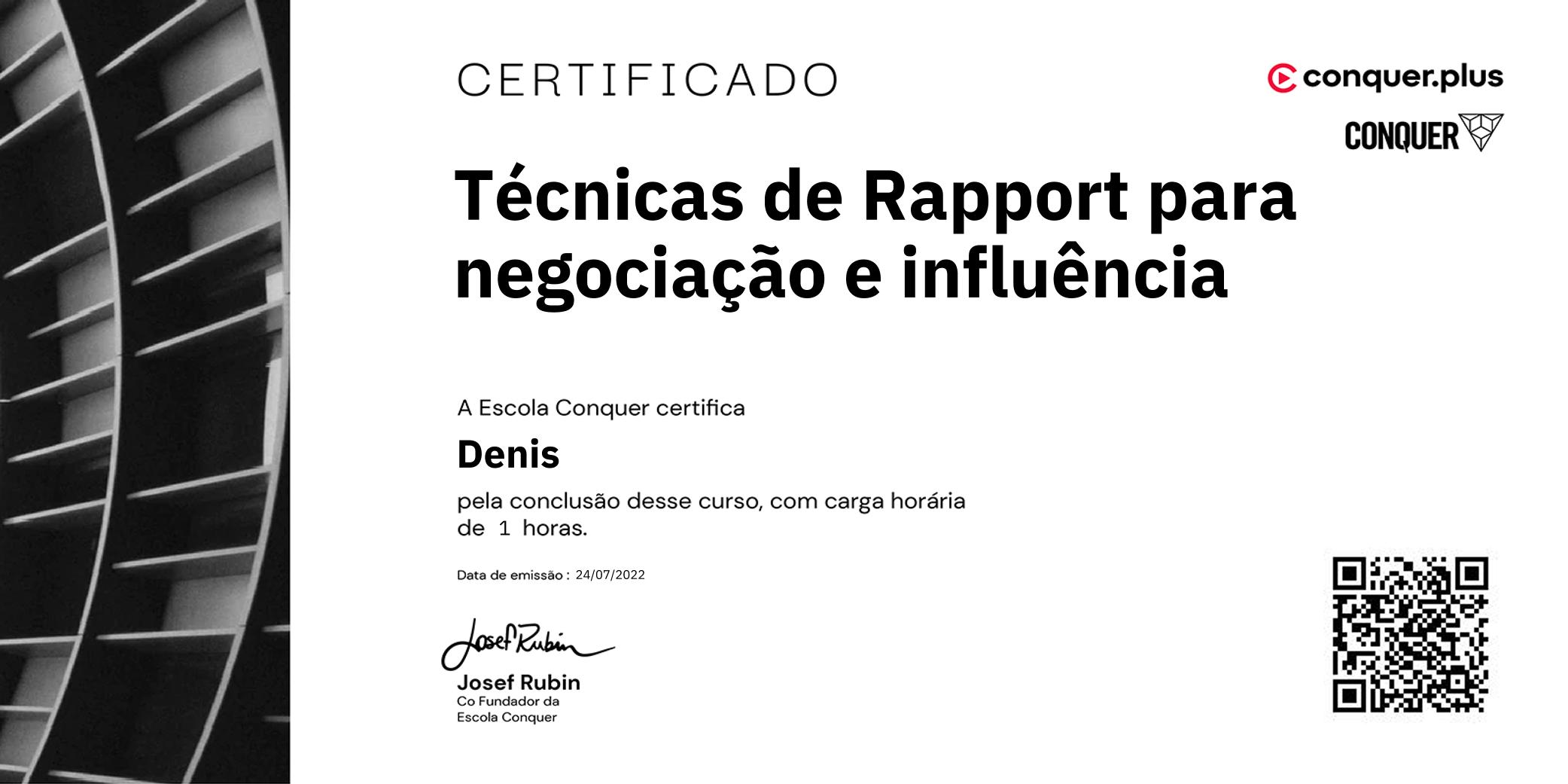 Certificado de Técnicas de Rapport para negociação e influência